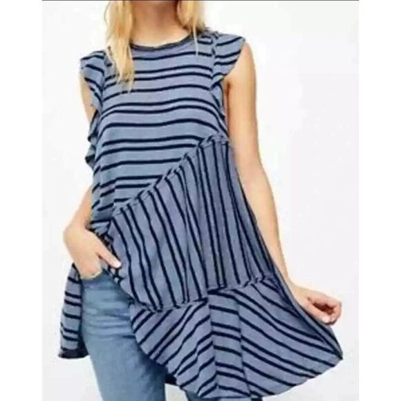 Free People Between The Lines Striped Tunic Tank Dress Sz. M NWT - Picture 3 of 9